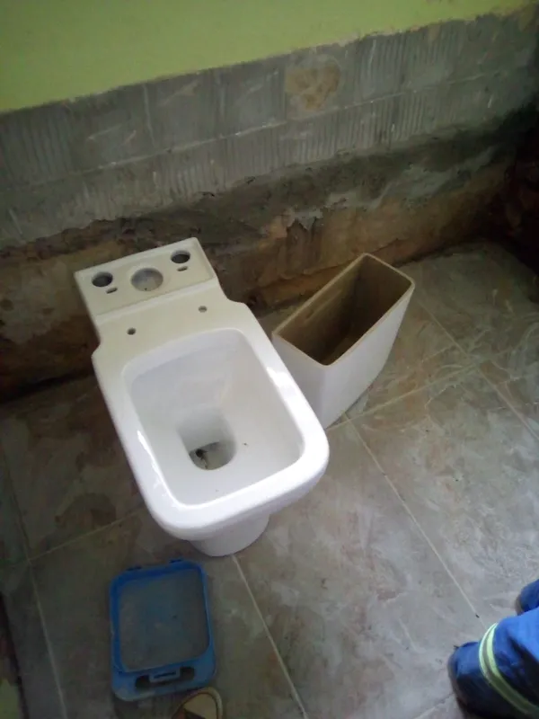 New toilet installation as part of a complete bathroom renovation
